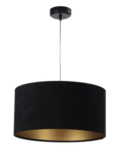 Pendelleuchte Schwarz Gold Stoff Retro Esstisch