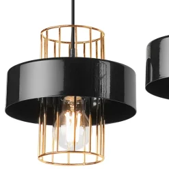 Pendelleuchte Schwarz Gold B: 40 cm Metall 2-flammig E27