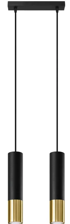 Pendelleuchte Schwarz Gold verstellbar 2-flammig GU10