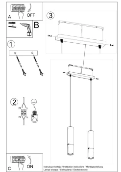 Pendelleuchte Schwarz Gold verstellbar 2-flammig GU10
