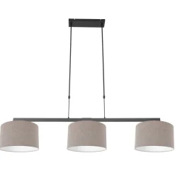 Pendelleuchte Schwarz Grau Metall Stoff 140 cm wohnlich