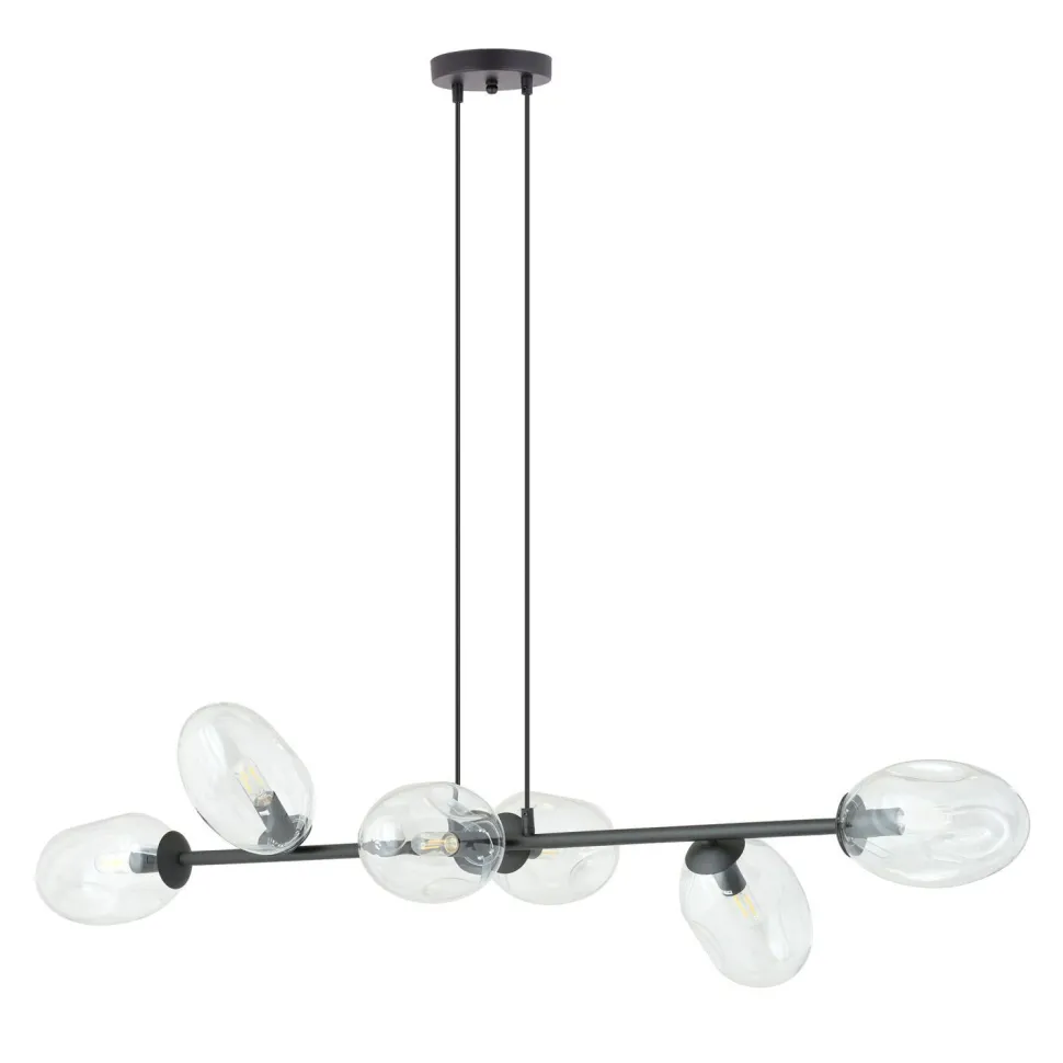 Pendelleuchte Schwarz Klar 6-flammig 120 cm lang