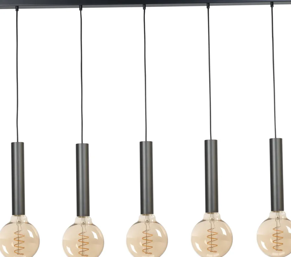 Pendelleuchte Schwarz Metall 5-flammig für E27 ESJA