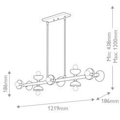 Pendelleuchte Schwarz Metall 121,9 cm lang H: max. 120 cm E14