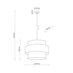 Pendelleuchte Schwarz Stoff Ø 50 cm H: max. 160 cm 3x E27