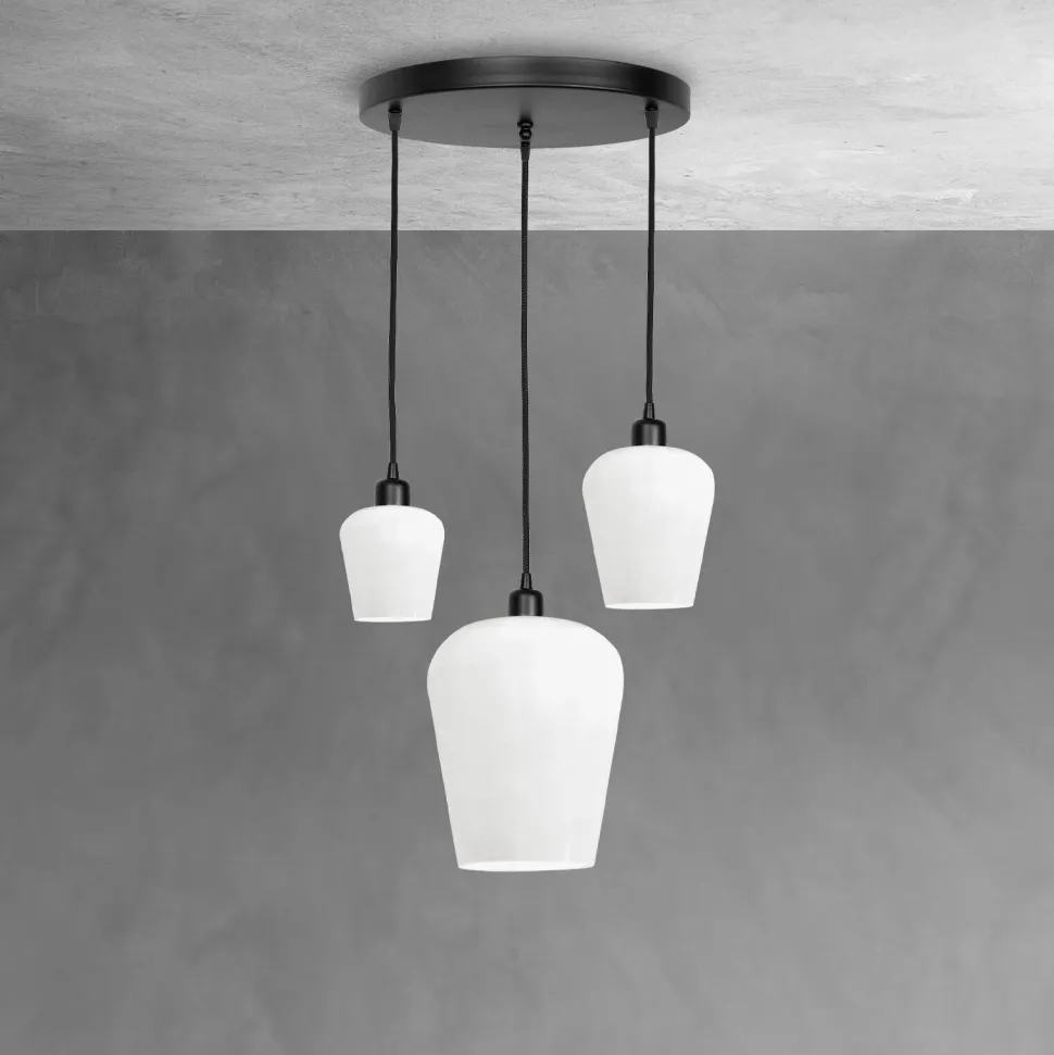 Pendelleuchte Schwarz Weiß 3-flammig E27 Ø 47,5 cm ADRIAN