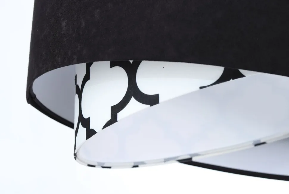 Pendelleuchte Schwarz Weiß rund D: 50 cm E27 Retro Motiv