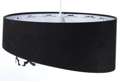 Pendelleuchte Schwarz Weiß rund D: 50 cm E27 Retro Motiv