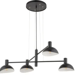 Pendelleuchte Schwarz Weiß Metall L:90 cm 4-flammig E14