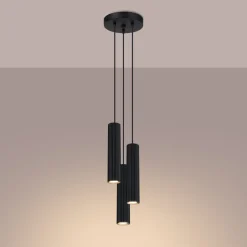 Pendelleuchte Schwarz 3x GU10 schmal Ø 19,5 cm Alu Modern