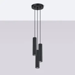 Pendelleuchte Schwarz 3x GU10 schmal Ø 19,5 cm Alu Modern