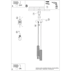 Pendelleuchte Schwarz 3x GU10 schmal Ø 19,5 cm Alu Modern