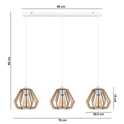 Pendelleuchte Skandinavisch Holz Metall Weiß E27 3-flmg