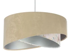 Pendelleuchte Stoff Ø 50 cm rund Velours Optik Beige Creme