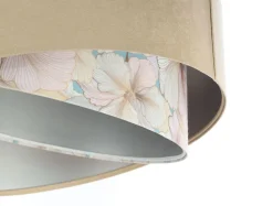 Pendelleuchte Stoff Ø 50 cm rund Velours Optik Beige Creme