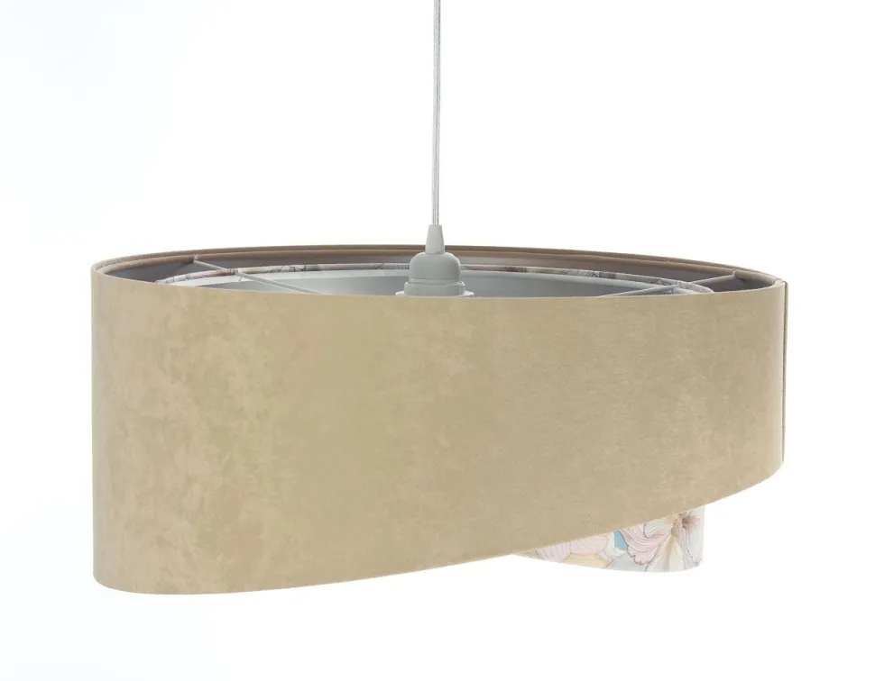 Pendelleuchte Stoff Ø 50 cm rund Velours Optik Beige Creme