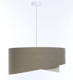 Pendelleuchte Stoff Ø 50 cm rund E27 Braun Creme Modern