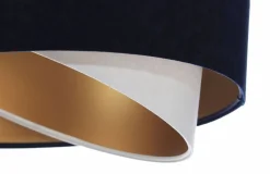 Pendelleuchte Stoff Blau Weiß Gold E27 rund D: 50 cm