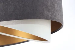 Pendelleuchte Stoff Dunkelgrau Gold E27 rund Ø 50 cm