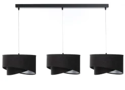 Pendelleuchte Stoff 3-flammig E27 Schwarz Silber verstellbar