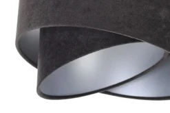 Pendelleuchte Stoff 3-flammig E27 Schwarz Silber verstellbar