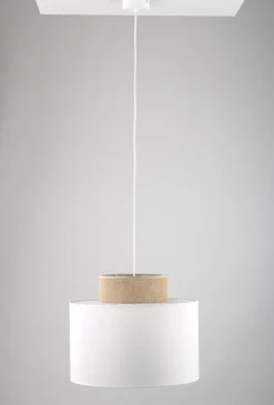 Pendelleuchte Stoff Jute E27 Ø 38 cm H: max. 1,7 m Weiß Natur