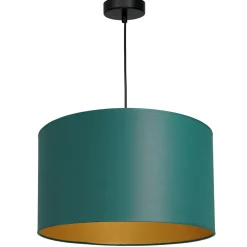 Pendelleuchte Stoff Metall Petrol Gold Ø40 cm gemütlich