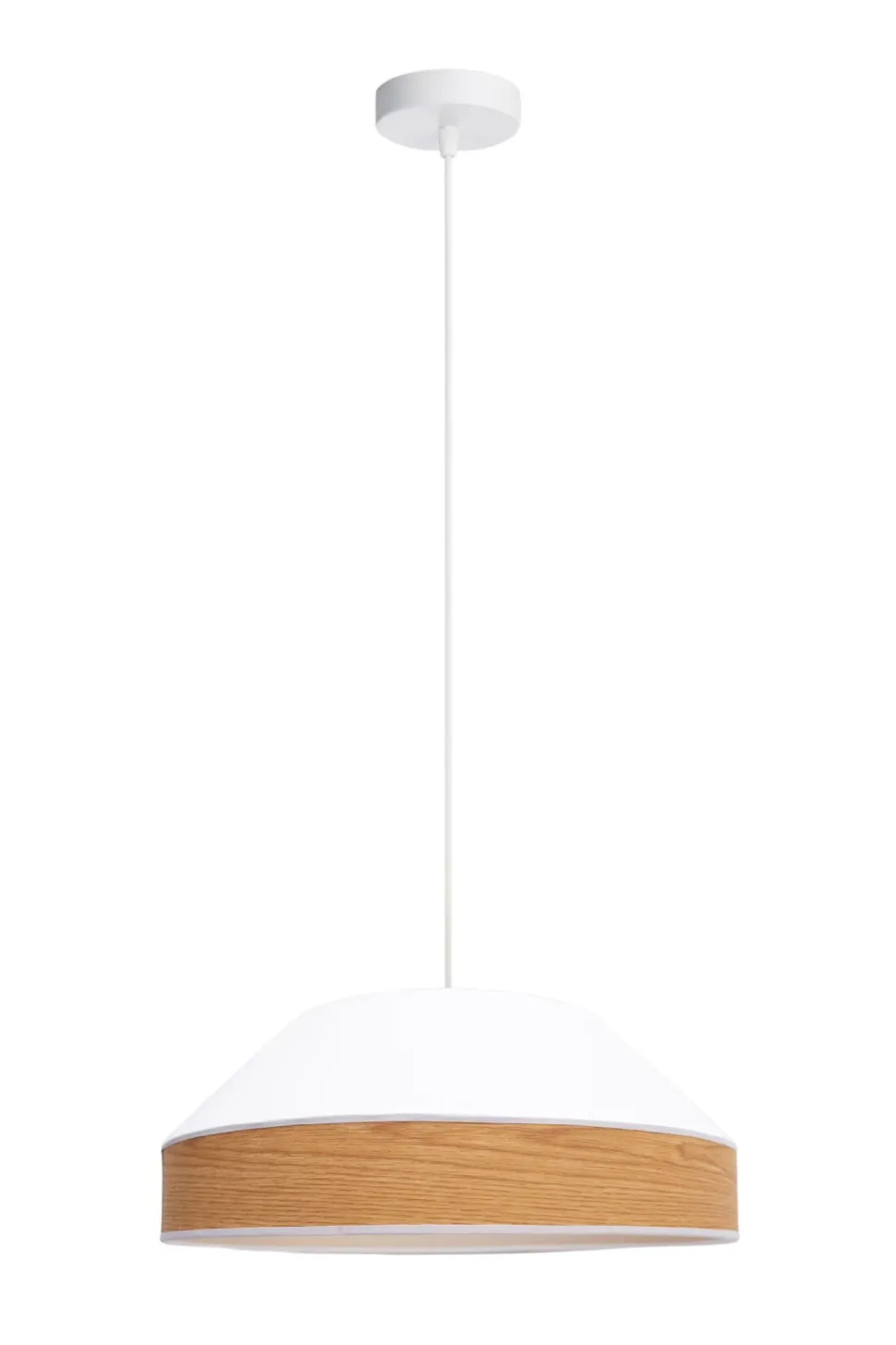 Pendelleuchte Stoff Schirm Weiß Natur E27 Ø45 cm rund