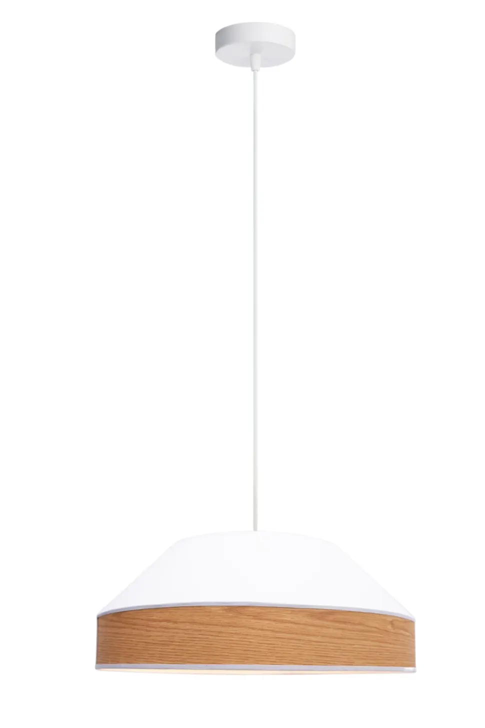 Pendelleuchte Stoff Schirm Weiß Natur E27 Ø45 cm rund