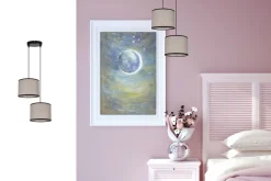 Pendelleuchte Stoff Schwarz Beige E27 L:22 cm 2-flmg