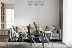 Pendelleuchte Stoff Schwarz Beige E27 70 cm lang 3-flmg