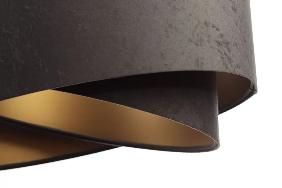 Pendelleuchte Stoff verstellbar E27 Stoff in Grau Gold