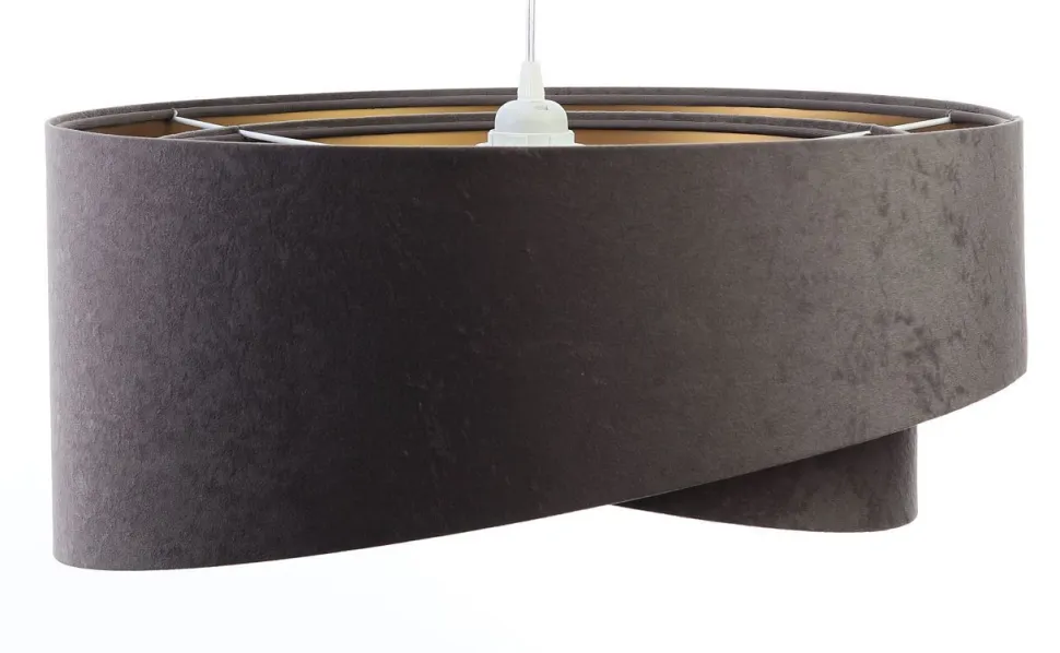 Pendelleuchte Stoff verstellbar E27 Stoff in Grau Gold