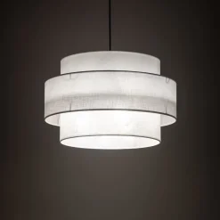 Pendelleuchte Stoff Weiß Ø 50 cm H: max. 160 cm 3x E27