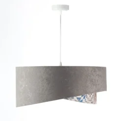 Pendelleuchte Stoffschirm Ø 50 cm Grau Beige Silber E27