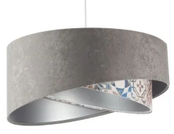 Pendelleuchte Stoffschirm Ø 50 cm Grau Beige Silber E27