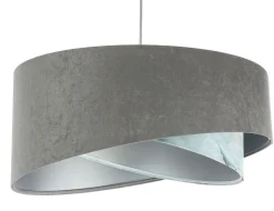 Pendelleuchte Stoffschirm Ø 50 cm rund Grau Hellblau Silber