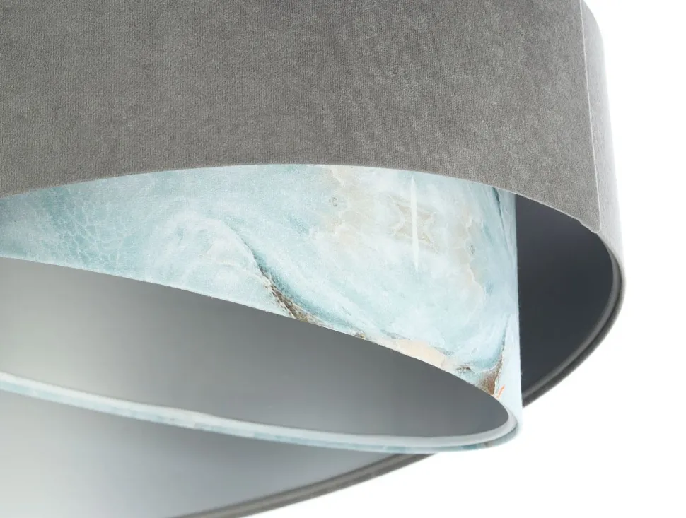 Pendelleuchte Stoffschirm Ø 50 cm rund Grau Hellblau Silber