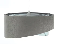 Pendelleuchte Stoffschirm Ø 50 cm rund Grau Hellblau Silber