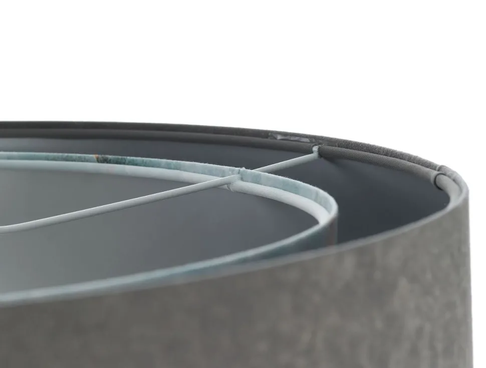 Pendelleuchte Stoffschirm Ø 50 cm rund Grau Hellblau Silber