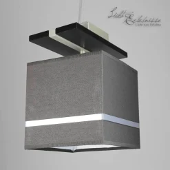 Pendelleuchte Stoffschirm Braun Chrom E27