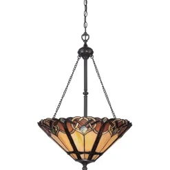 Pendelleuchte Tiffany Stil Braun Gold verstellbar