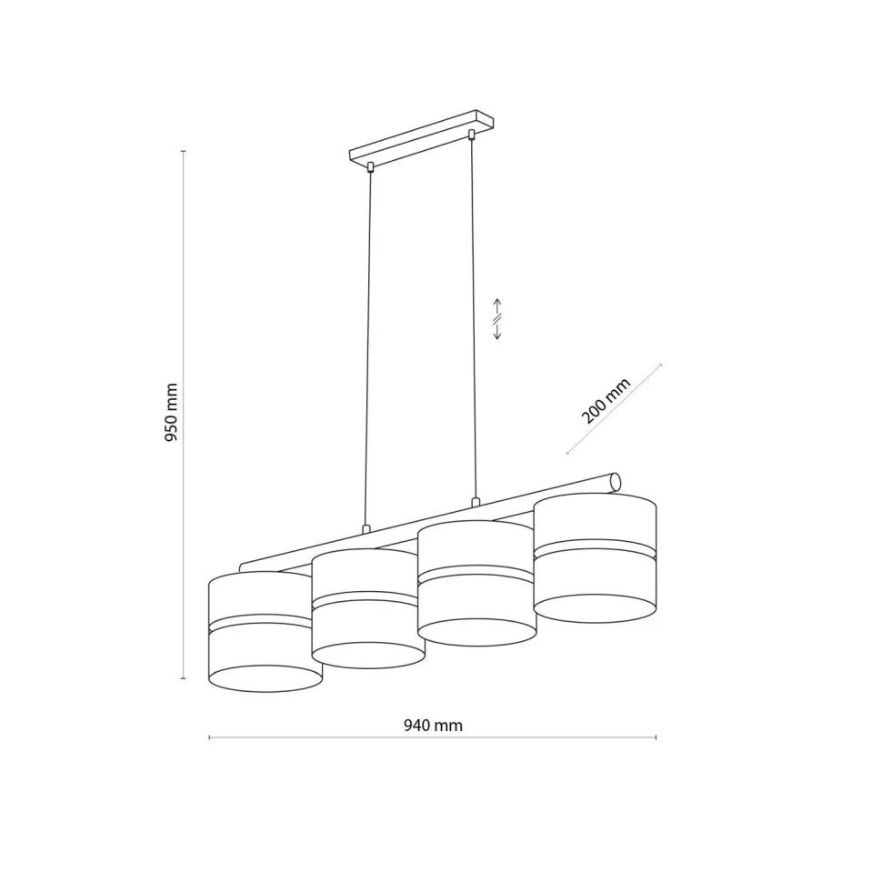 Pendelleuchte Weiß Braun 4-flammig Metall Stoff Jute E27