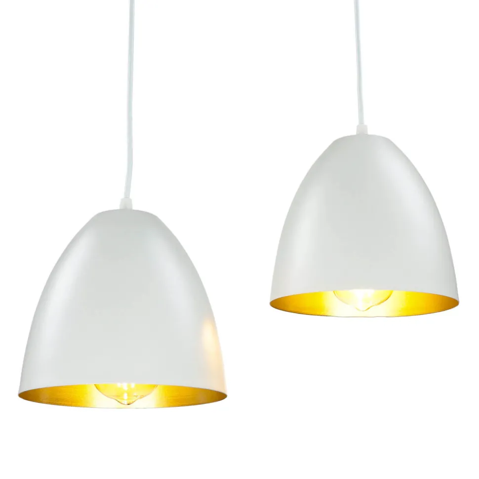 Pendelleuchte Weiß Gold verstellbar E27 2-flammig