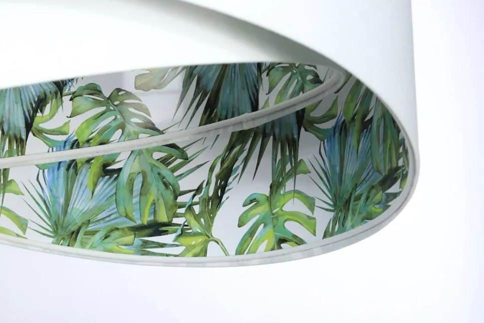 Pendelleuchte Weiß Grün Tropical Ø 50 cm E27 verstellbar