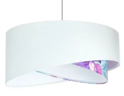 Pendelleuchte Weiß Lila Blumen Print E27 rund Ø 50 cm Stoff