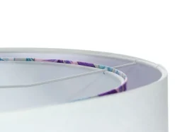 Pendelleuchte Weiß Lila Blumen Print E27 rund Ø 50 cm Stoff