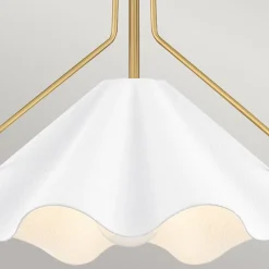 Pendelleuchte Weiß Messing antik H: max. 130,9 cm Metall E27