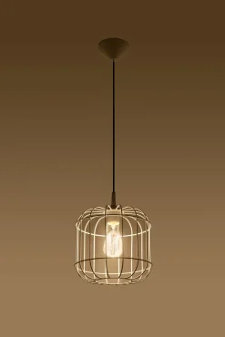 Pendelleuchte Weiß Metall Draht Ø 23 cm Retro E27