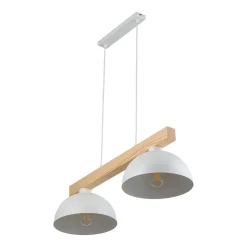 Pendelleuchte Weiß Metall Holz länglich E27 Skandi